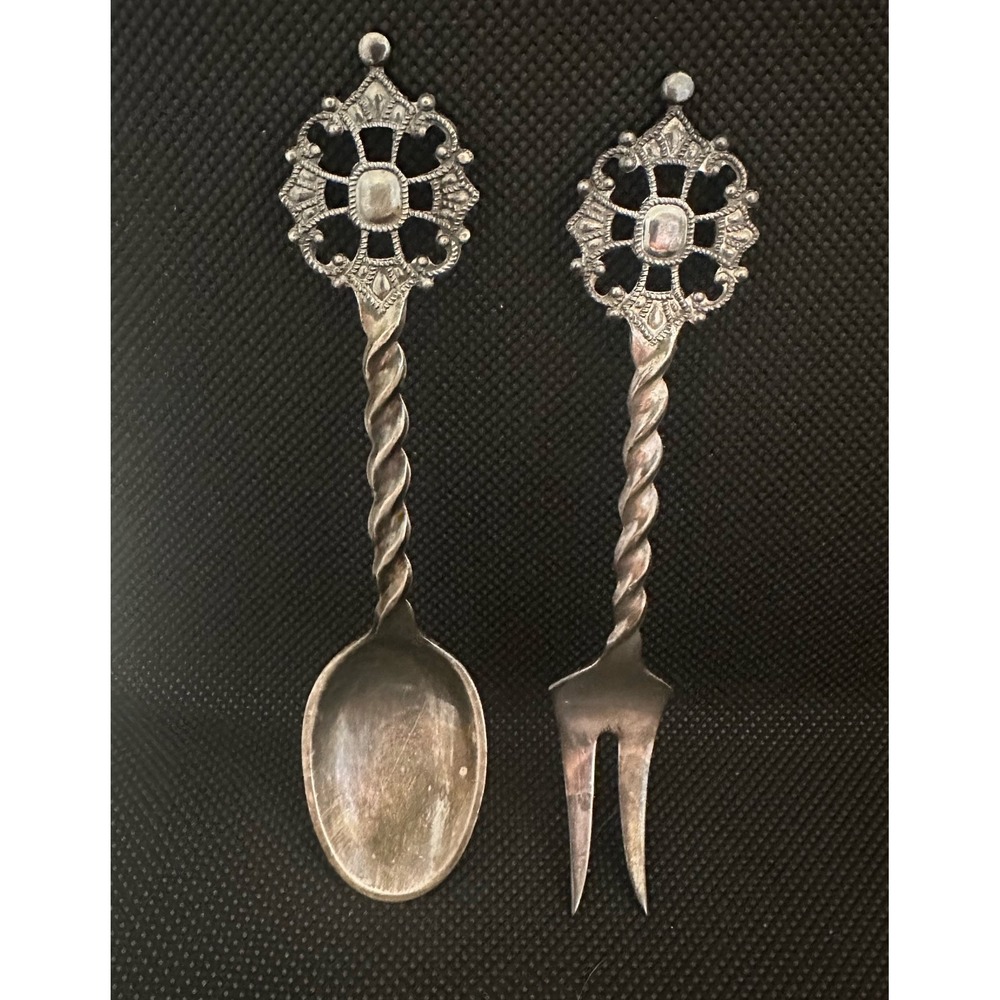 Vintage Norway Kings Cross Silver Plate Spoon Fork Set Viking 40 GR w Paper